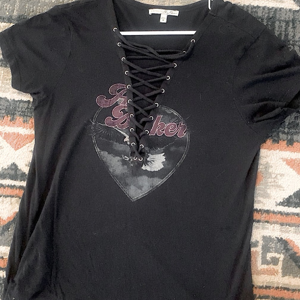 Lace up v neck